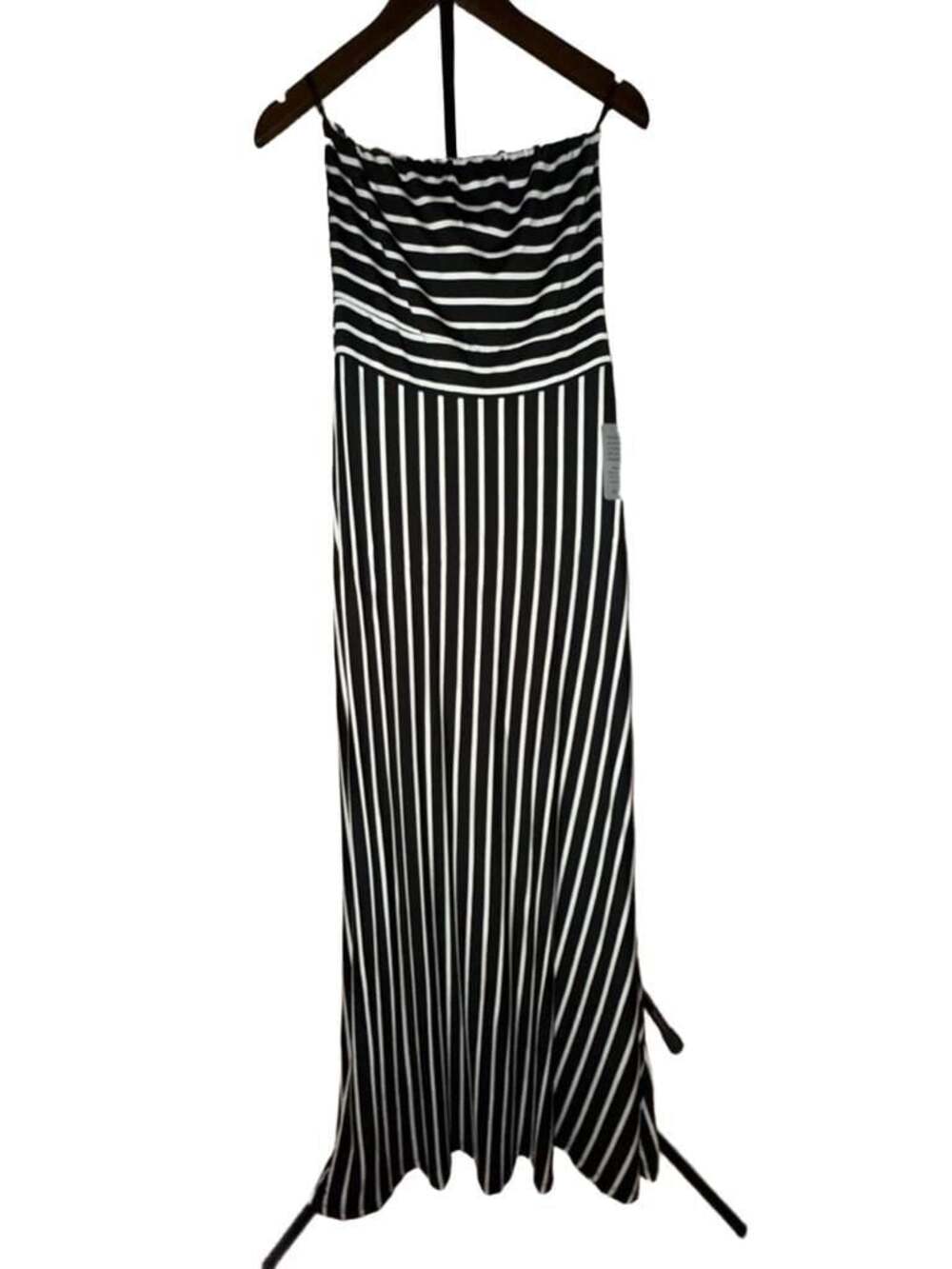 NWT West Kei Black & White Striped Strapless Maxi Dress - Size Medium